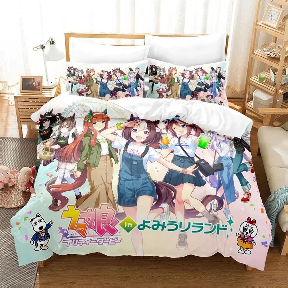 Anime Uma musume Pretty Derby Bedding Set Duvet Cover Bed Set Quilt Cover Pillowcase Comforter king Queen Size Boys Adult