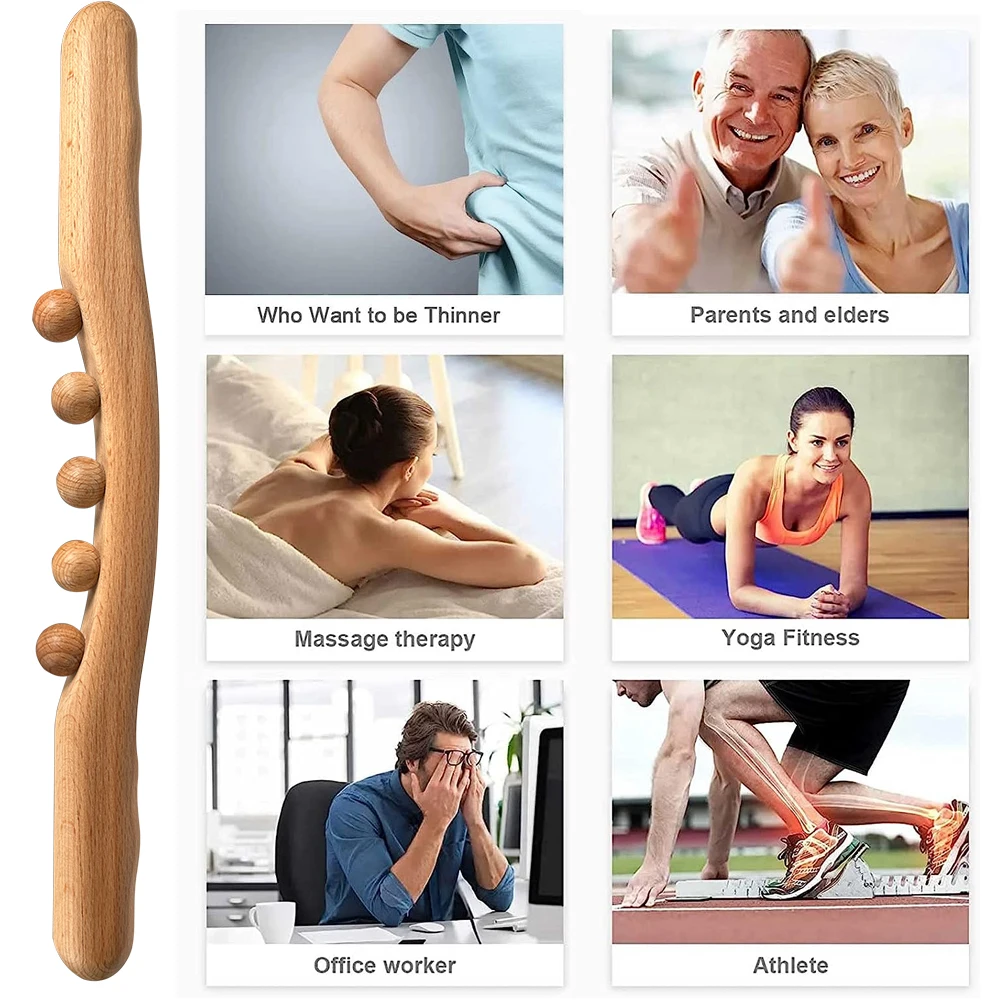 Wood Stick Massage Tools, Lymphatic Drainage Massage Stick, Stomach Cellulite Massager, Myofascial Release Tool, Body Sculpting