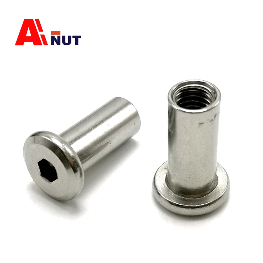 

M10 Hex Socket Nuts 16mm~60mm , 304 Stainless Steel Flat Head Rivet Nut , B020