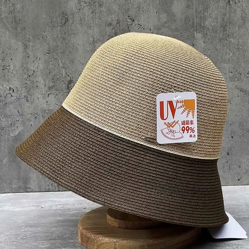 

Minimalist Fisherman Hat - Dual-Tone Paper Straw Bucket Cap, UPF 50+ Coastal Grandma Style