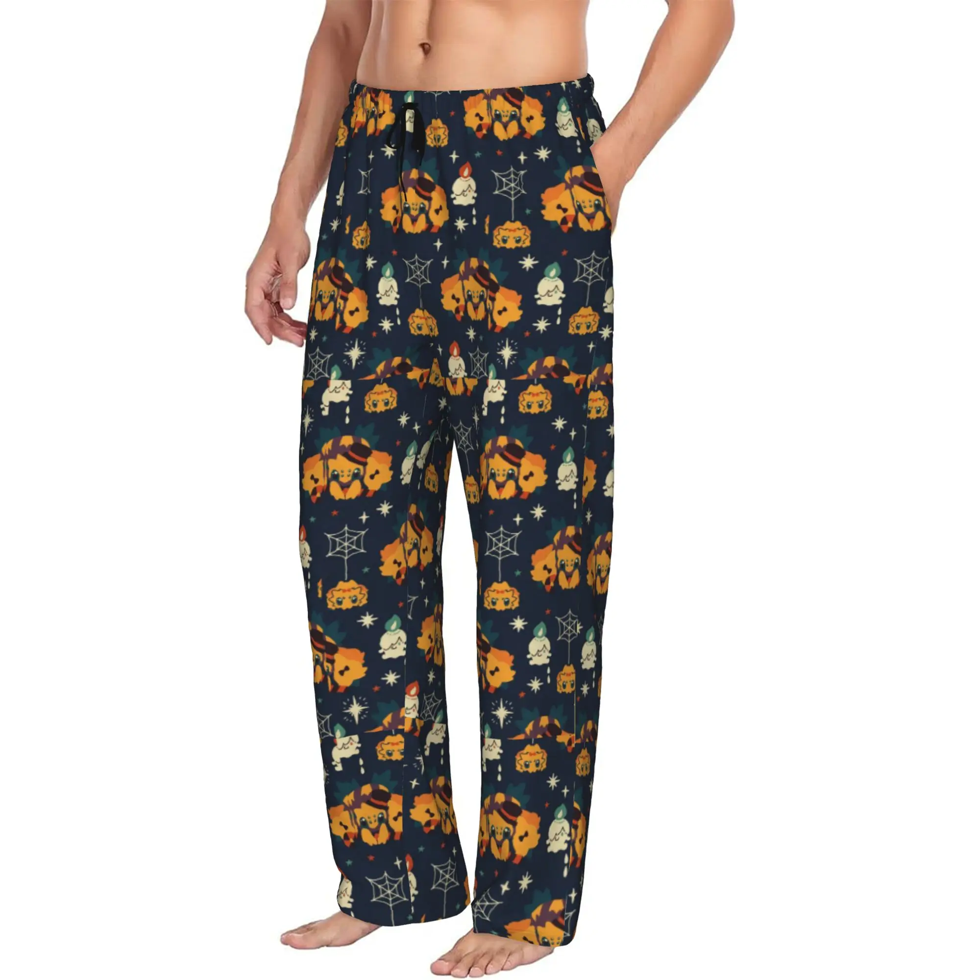 Custom Men Halloween Cute Ghost Pajama Pants Printed  Sleep Sleepwear Bottoms with Pockets