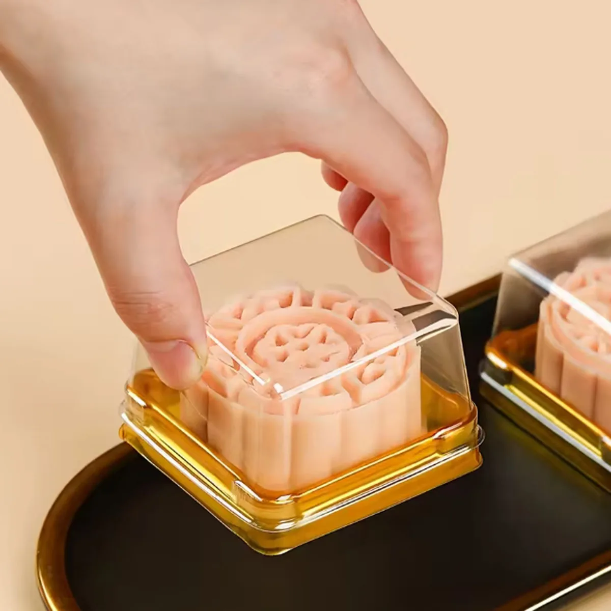 50 قطعة-صناديق كب كيك صغيرة البلاستيك الشفاف الكعك جراب قبة الكعك الذهب صندوق حاوية واحدة مربع الزفاف هدايا عيد الميلاد لوازم #3