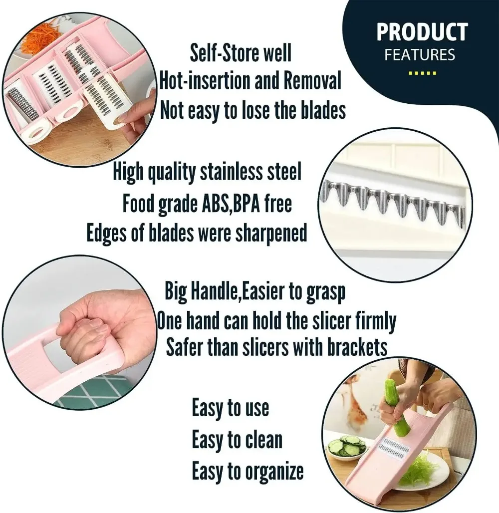 5 في 1 متعددة الوظائف أداة تقطيع الخضراوات البصل المروحية الغذاء المروحية المطبخ مندولين القطاعة الخضار المقامر القاطع