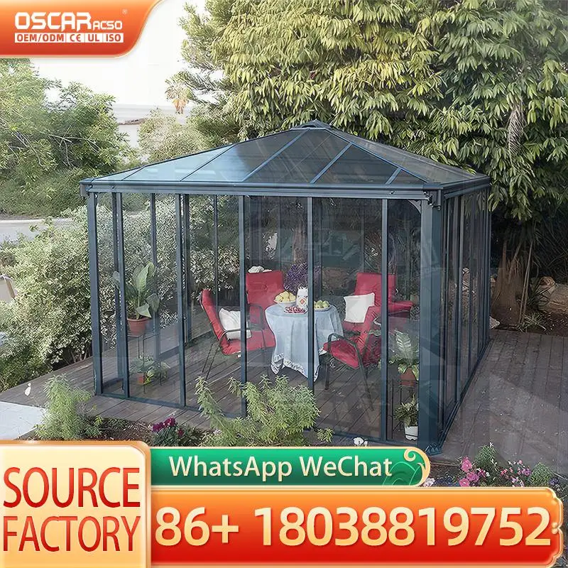 Modern Double Glazed Aluminum Soundproof Sunroom Greenhouse Prefabricated Glass House With 1 Year Warranty And $20 Off Shipping