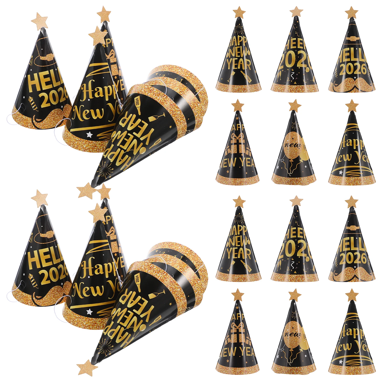 

24 Pcs New Year Party Birthday Hat Happy Headdresses Years Hats Cone Girl Paper