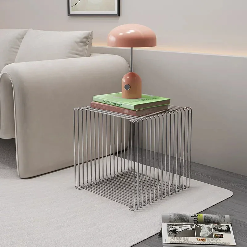 

Nordic Metal Magazine Rack Mini Coffee Table Floor /mounted Wall Designer Side Table Bedroom Bedside Desk Living Room Decoration