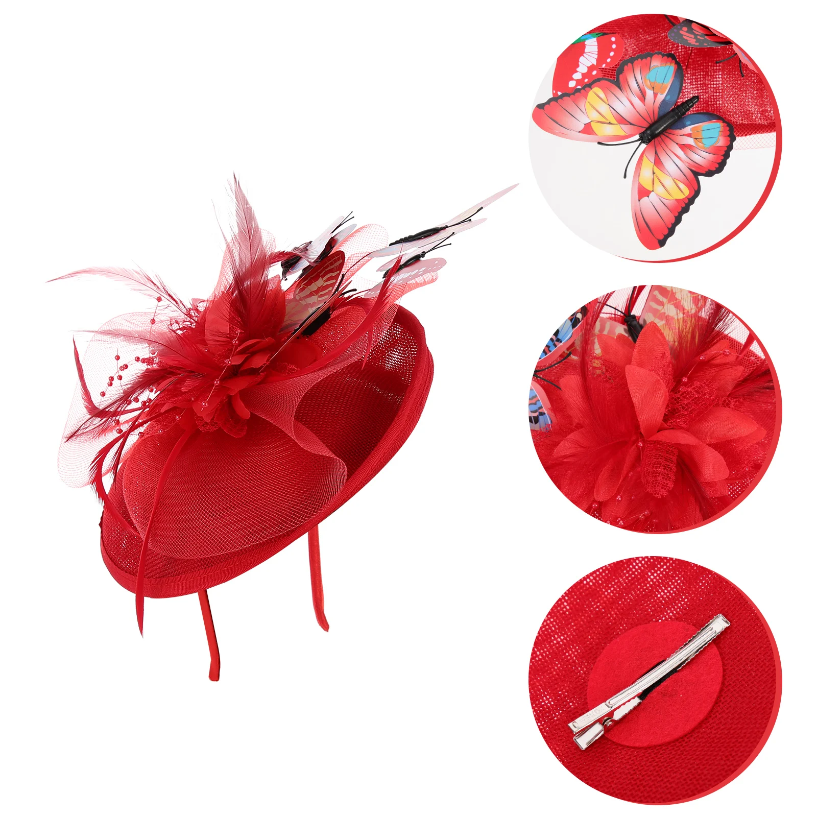 

Butterfly Fascinator Hat Women Wedding Party Headdress Tea Ladies Headwear Adjustable Metal Wiring Chic Design Hair Accessories