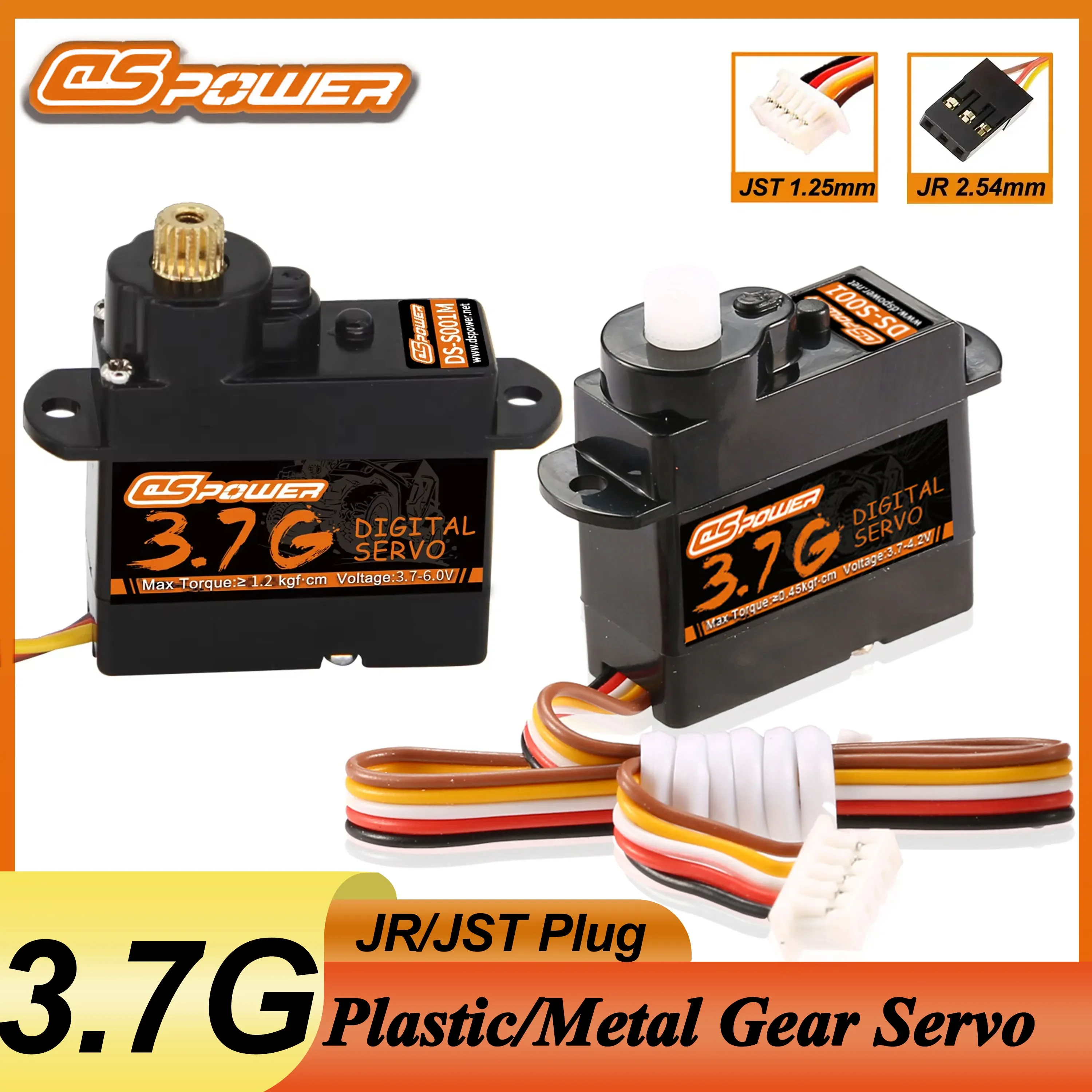 DSpower 3.7g Coreless Plastic/Metal Gear Waterproof Mini Servo for RC Car Plane Fixed-wing Helicopter Drone Boat Robot WLtoys