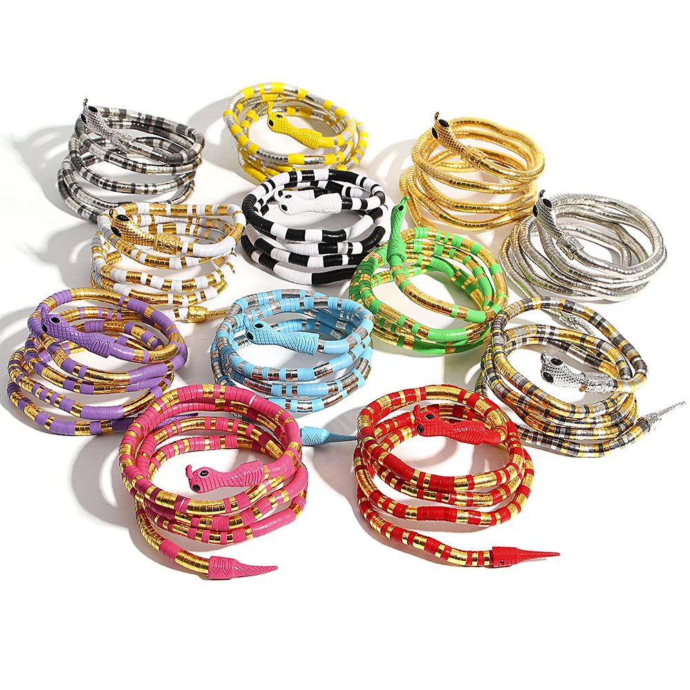 Lifefontier Colorful Enamel Adjustable Snake Bracelet Necklace For Women Trend Choker Entangled Necklace Jewelry Gifts 2024