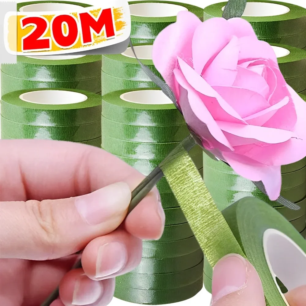 20/1Rolls Floriculture Tape Self-adhesive Bouquet Floral Stem Tapes Stamen Wrapping Florist DIY Flowers Packaging Crafts Decor