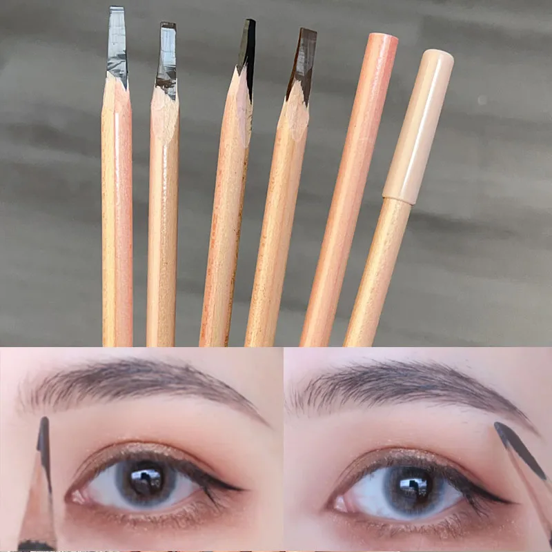 Waterproof Matte Wooden Eyebrow Pencil 4Colors Lasting Non-smudge Eyebrow Tattoo Tint Natural Eyeliner Pen Brow Makeup Cosmetics