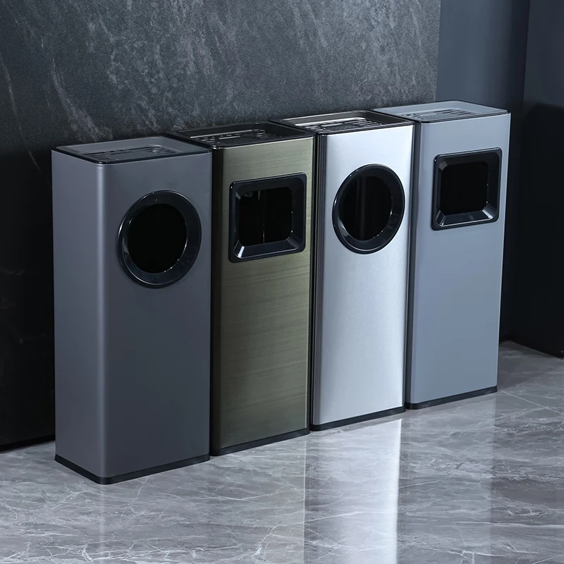 

Hotel trash can with ashtray stainless steel corridor lobby shopping mall elevator entrance lobby outdoor vertical leather box