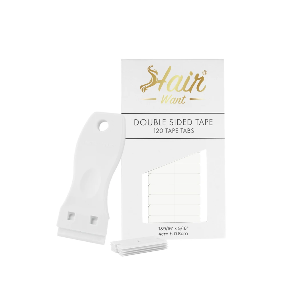 

120PCS Double Sided Tape Tabs for Tape-in Hair Extensions with Remover Tool, Replacement Tape Strips & Glue Residue Scraper Tool