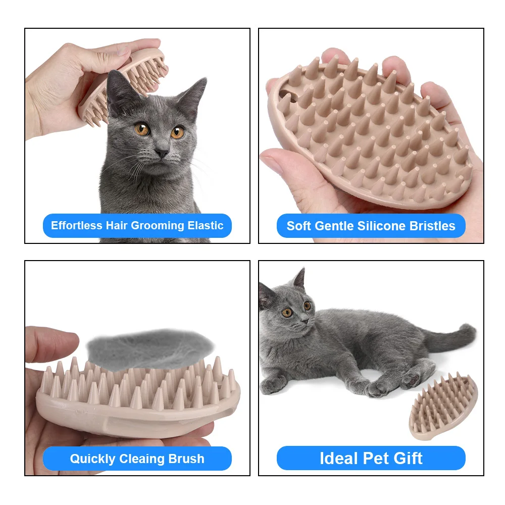 Wash Tools Cleaner Puppy Dog Cat Massage Brush Quickly Cleaning Brush Comb Soft Gentle Silicone Bristles Brush Tools Pet Washer