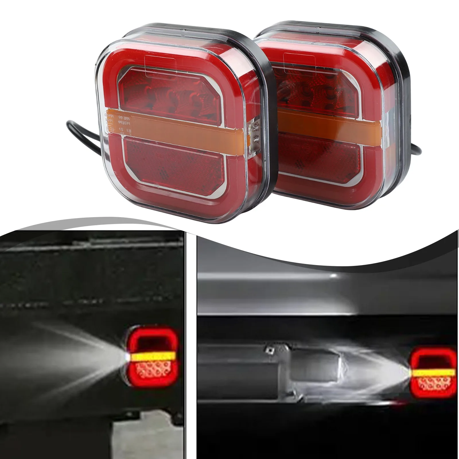 Vehicle Safety 12 24V Trailers Driving Lights Red Yellow Wear-Resistant 28 LEDs 3-5W Power 50,000 Hour Lifespan