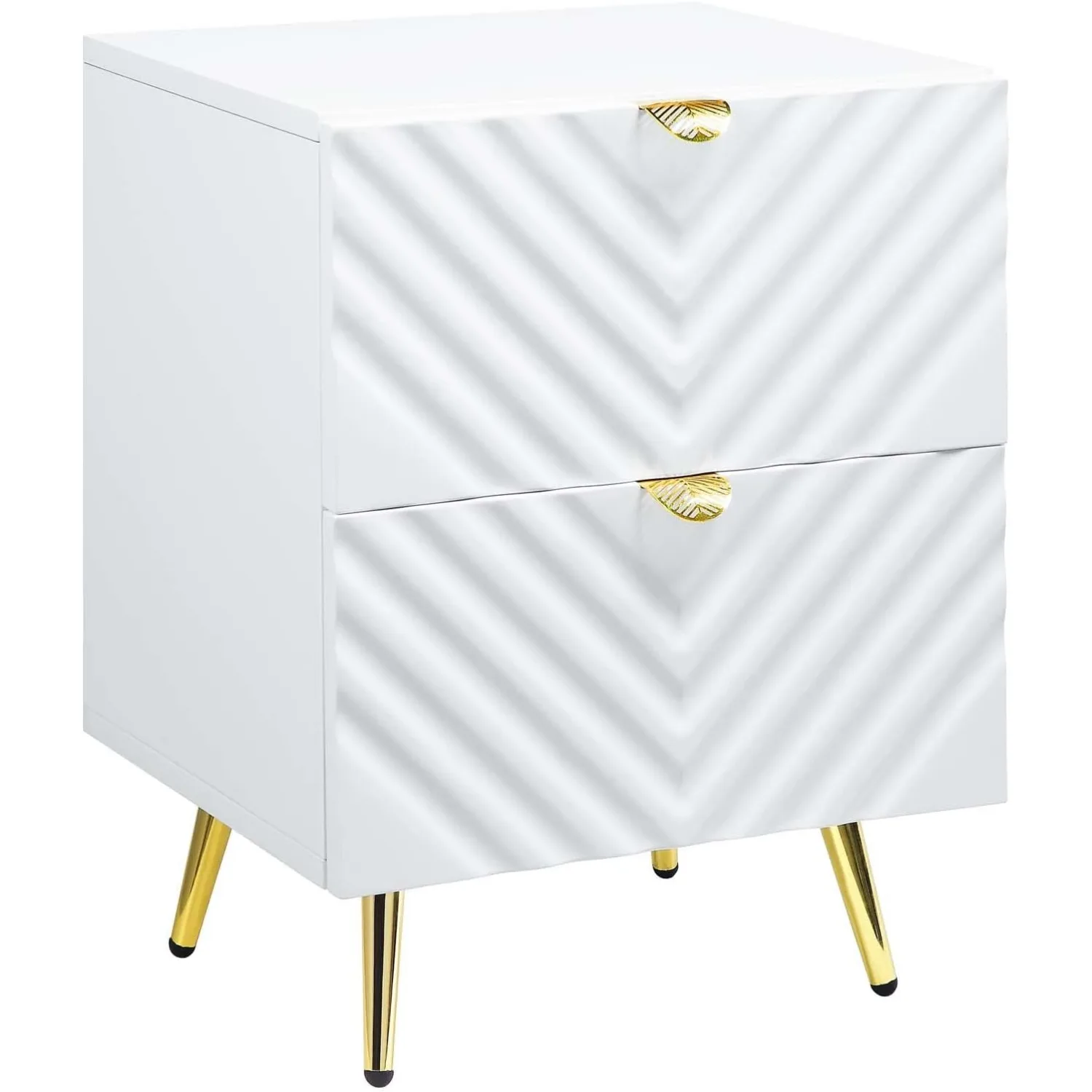 ACME Furniture Finish Nightstand with 2 Drawers, White High Gloss