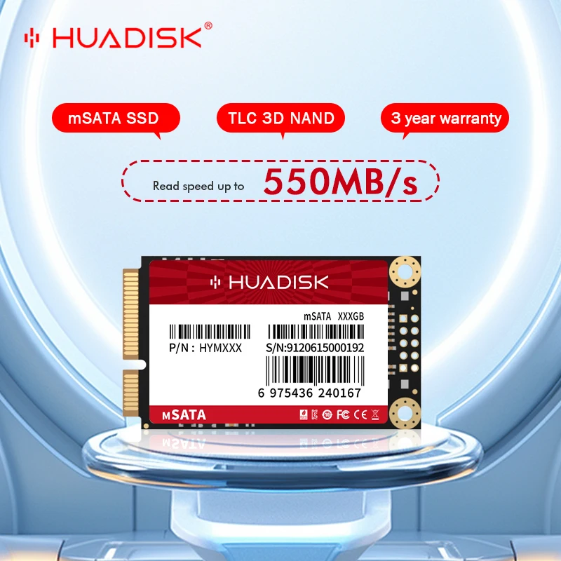 HUADISK mSATA SSD 128GB 256GB 512GB 1TB 2TB Mini SATA3 Internal Solid State Hard Drive For HP Laptop PC