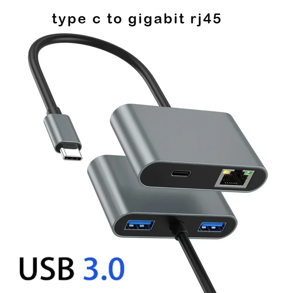 

1000Mbps Ethernet LAN Network Adapter USB C Gigabit Adapter Type-C to RJ45 Adapter 60W PD Type-C Ports & 2 USB 3.0 Ports