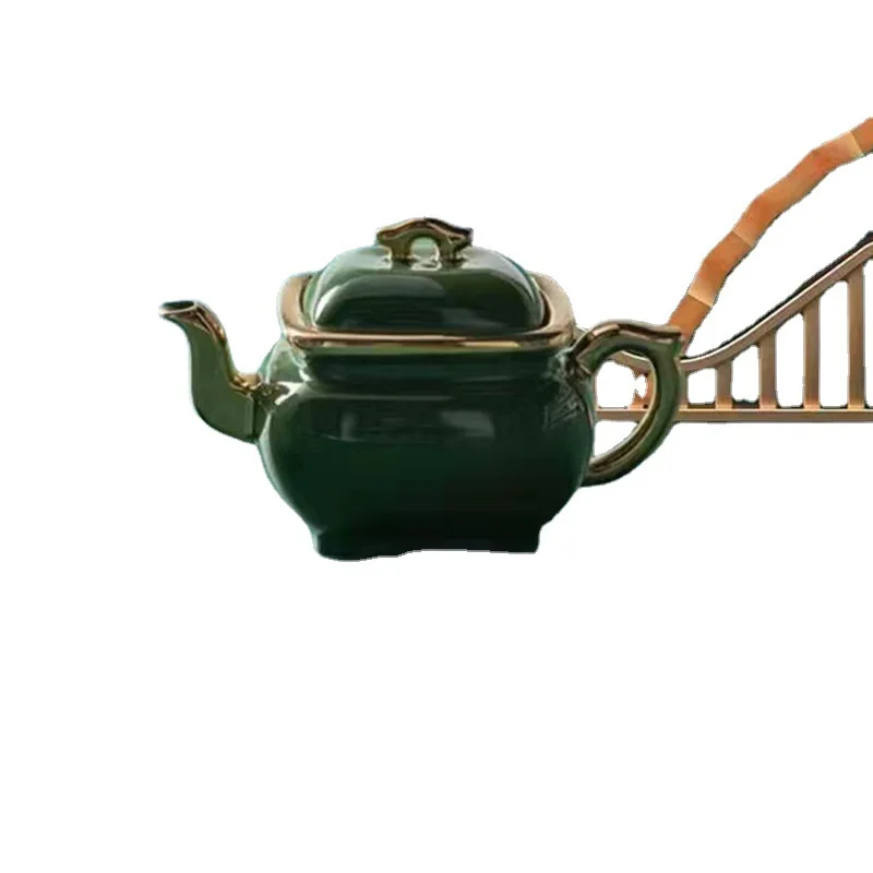 

Small creative special collection green square teapot, kung fu teapot