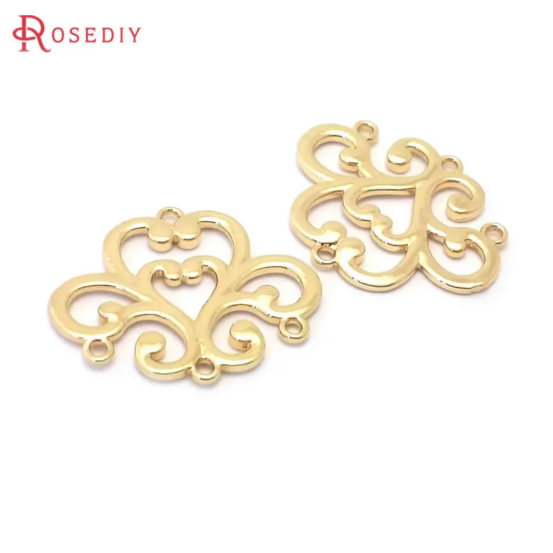 10PCS 18K Gold Color Flower Connect Charms Pendants High Quality Earrings Diy Jewelry Accessories Rosediy official-website