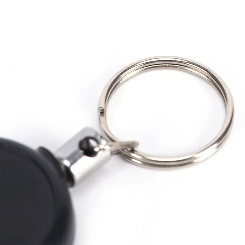 Retractable Key Chain Reel Steel Cord Recoil Belt Ring Badge Pass ID Card Holder