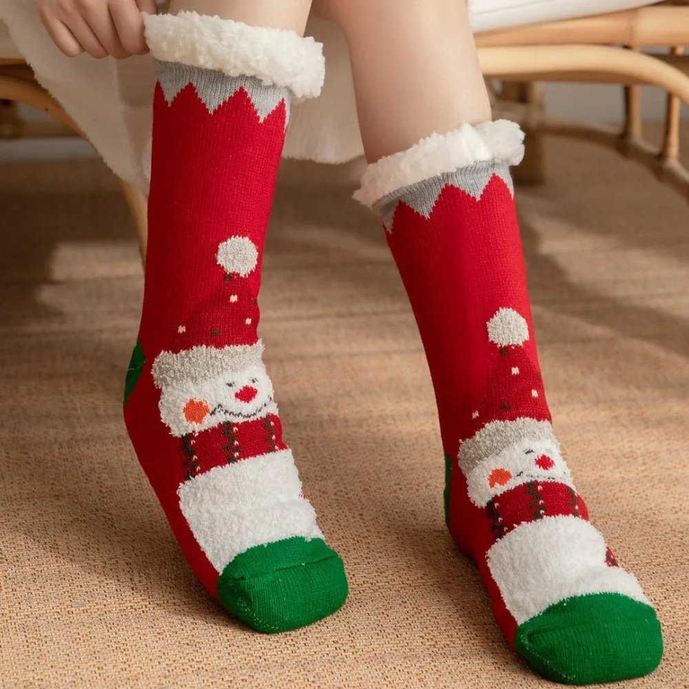 لينة الكرتون سميكة الجوارب الحرارية ثلج المضادة للانزلاق عيد الميلاد الطابق الجوارب المخملية أفخم شبشب شتوي الجوارب الشتاء #2