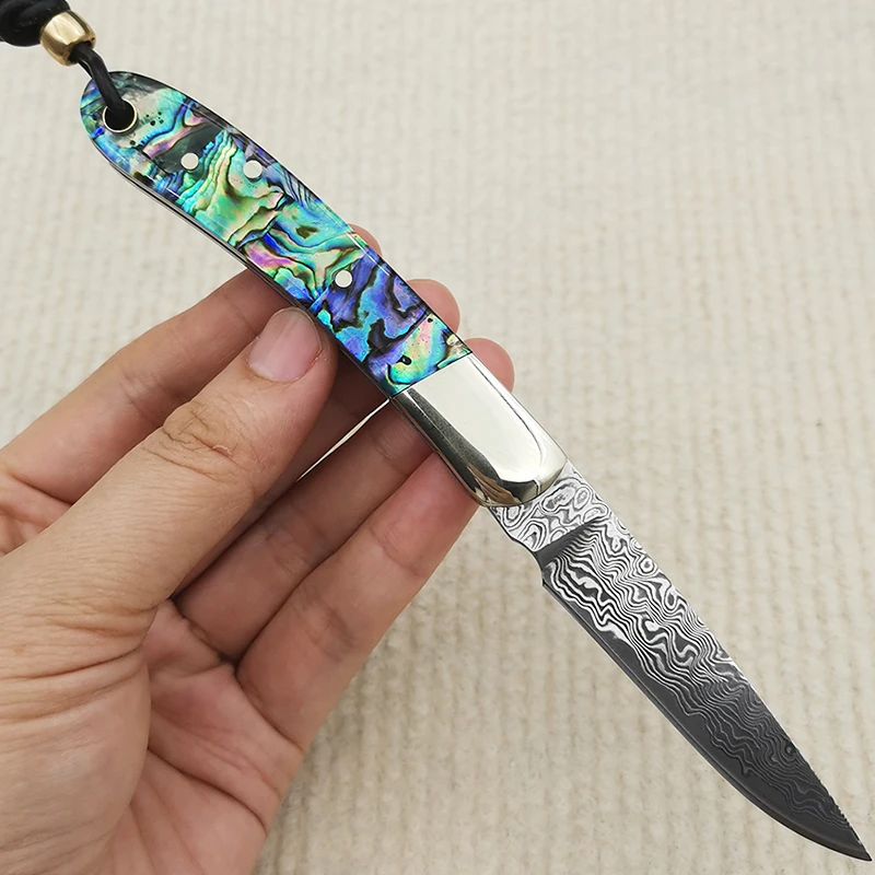 

EDC Pocket Knife Handmade Damascus Steel Folding Fruit Knife Outdoor Simple Portable Small Survival Knives Camping Hand Tools