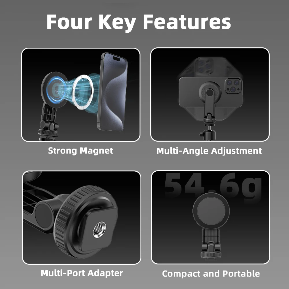 Магнитный адаптер Flymile, расширительный кронштейн для камеры IPhone/DLSR, холодный башмак, 1/4 дюйма, винтовой порт, стержень, аксессуары для фотосъемки камеры