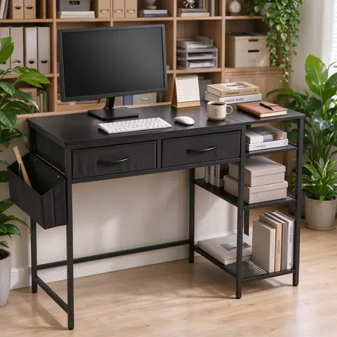 Home Office Writing Desk For Study Computer Workstation, Sleek Laptop Table For Bedroom Dorm Small Space, Space-Saving School Work Desk