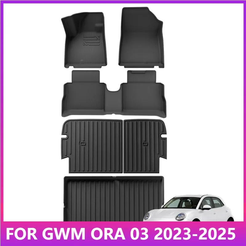 

Коврики для GWM ORA 03 Funky Cat Good Cat 2023-2025 TPE 3D Автомобильные коврики Водонепроницаемые всепогодные аксессуары Черные