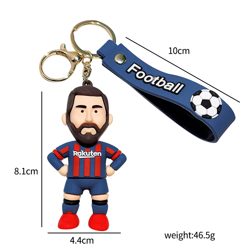 Trend Football Athlete Messi Keychain Cartoon Figure Silicone Pendant Keyring Car Backpack Key Holder Kawaii Jewelry Accessories