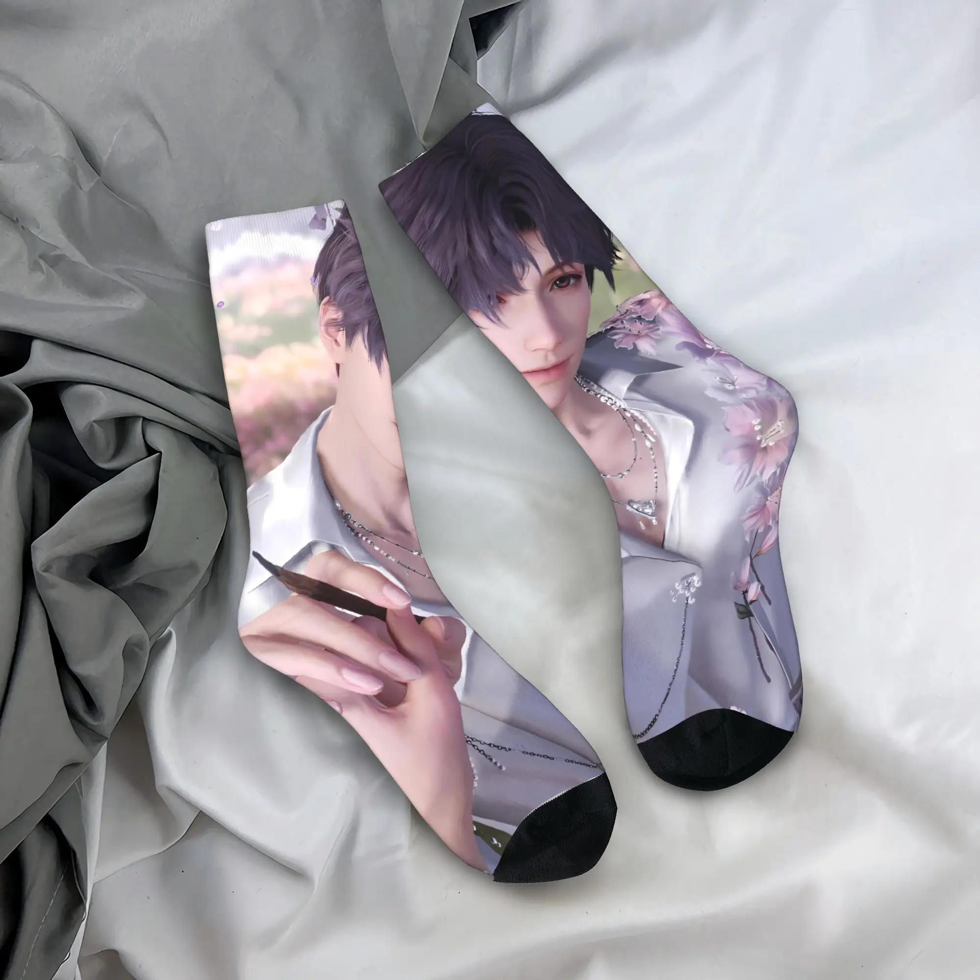 

Women Men Socks Love And Deepspaces Stockings Spring Casual Medium Soft Socks Design Skateboard Anti Slip Socks