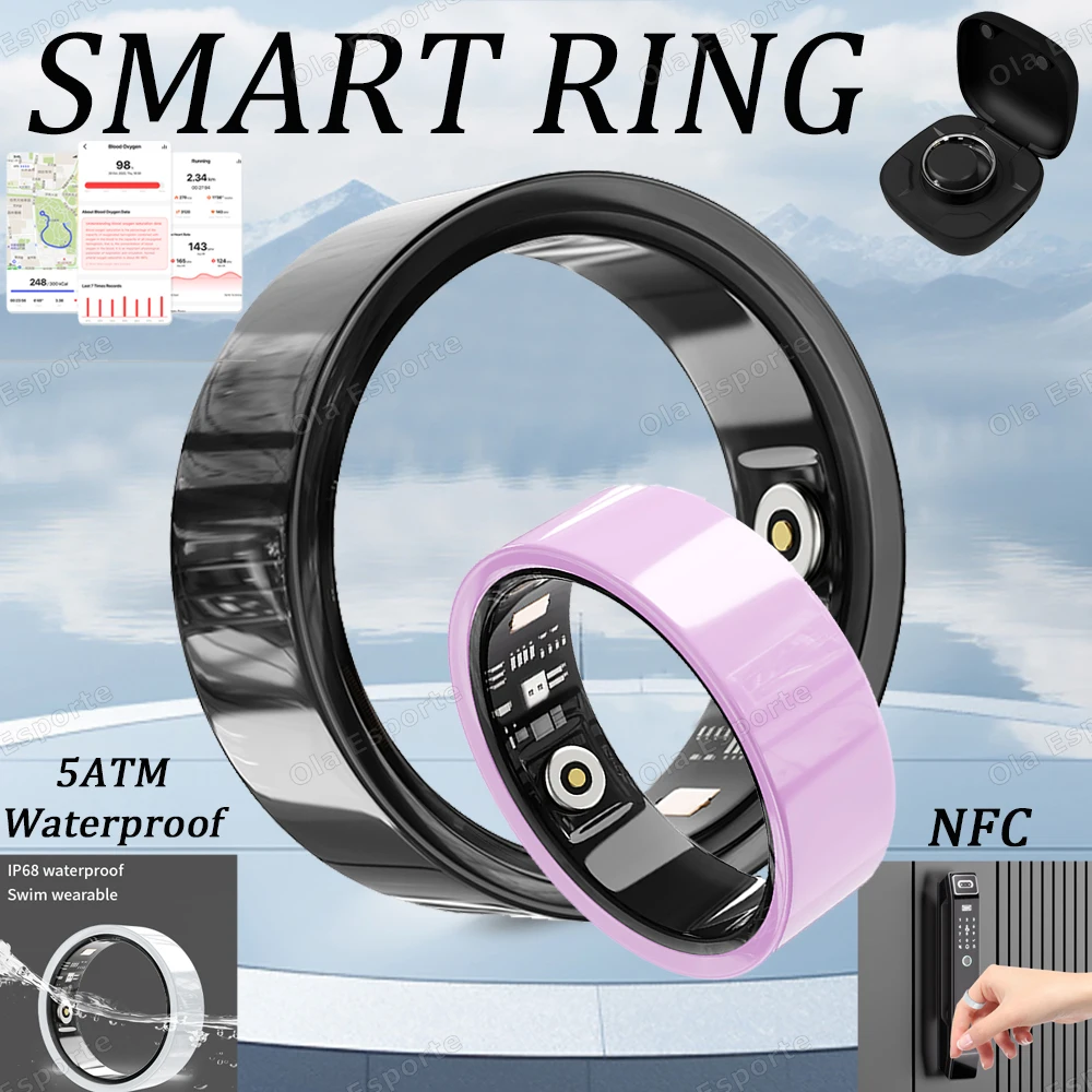 

Смарт-кольцо NFC 2025, мультиспортивное, 5 АТМ, водонепроницаемое, Bluetooth, здоровье, пульс, кислород в крови, монитор сна, мужское и женское кольцо для Xiaomi