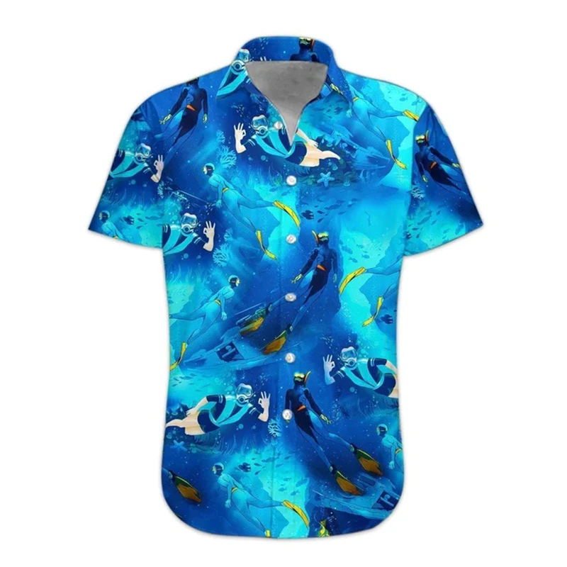 Hawaiian Plain Beach Shirt 3D Printed Man/Women Casual Fashion Short Sleeves Shirts Button Streetwear Oversized Unisex Clothing