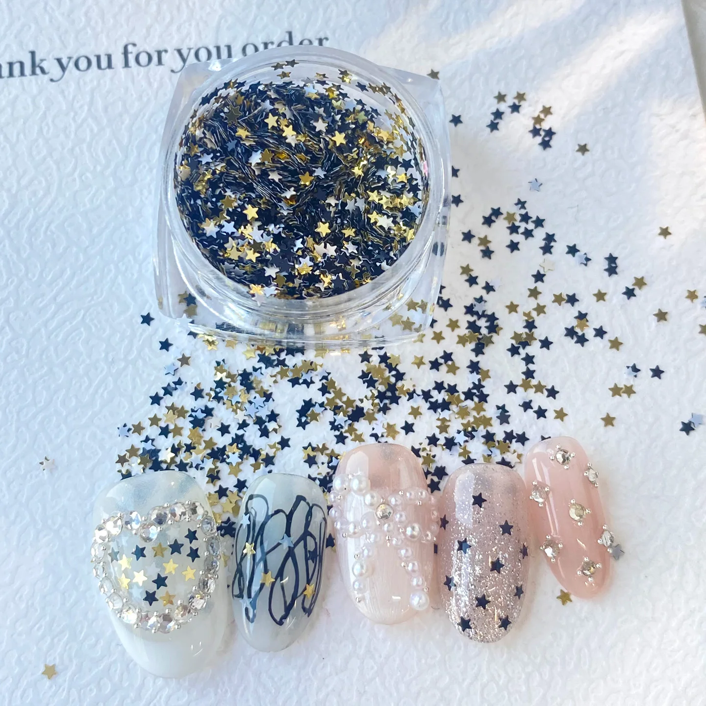 TSZS, nueva Mini estrella colorida, purpurina holográfica para decoración de uñas, mezcla coreana de colores, corazón rosa, lentejuelas para uñas, venta al por mayor