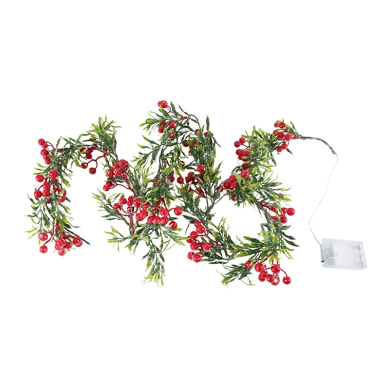 

AB33-2 Meter 20 Led String Light Outdoor Christmas Pine Leaves Berry Light LED Copper Wire Fairy Garland Patio Decorate Lamp