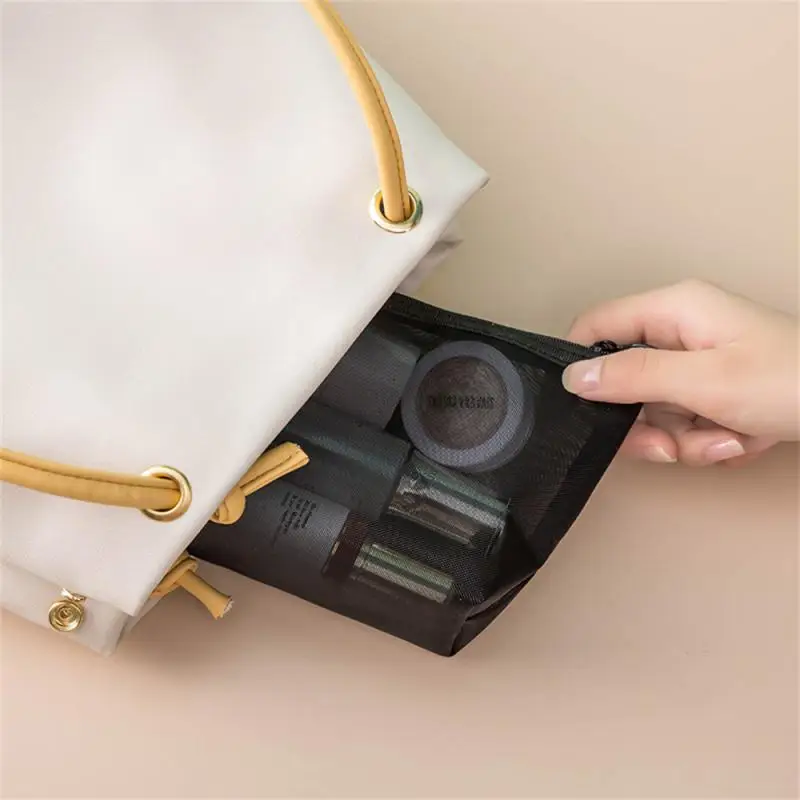 Women Mesh Cosmetic Bag Travel Storage Makeup Bag Organizer Female Make Up Pouch Portable Small Large Toiletry Beauty Case