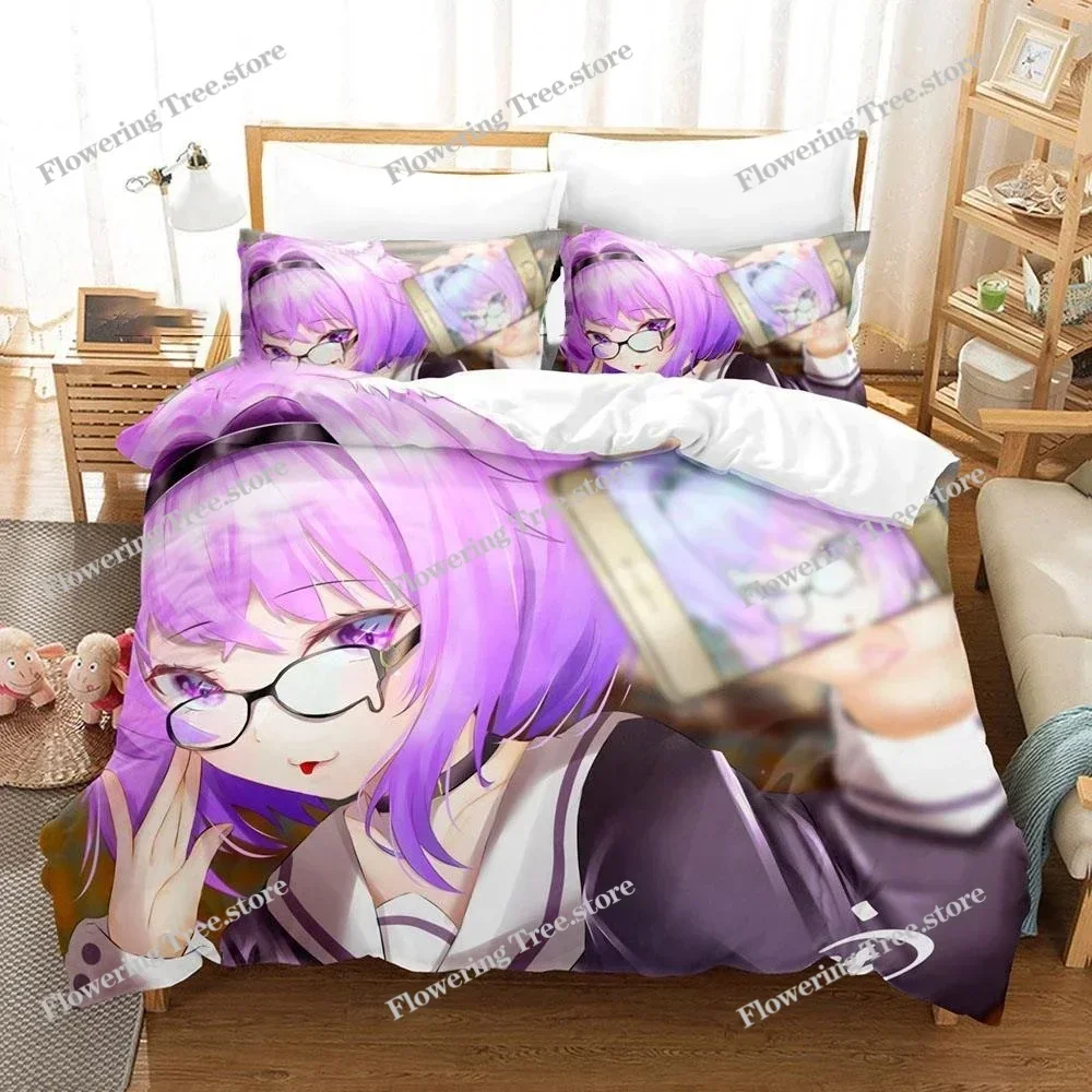 Nekomata Okayu Bedding Set Boys Girls Twin Queen Size Duvet Cover Pillowcase Bed Kids Adult Fashion Home Textileextile 5
