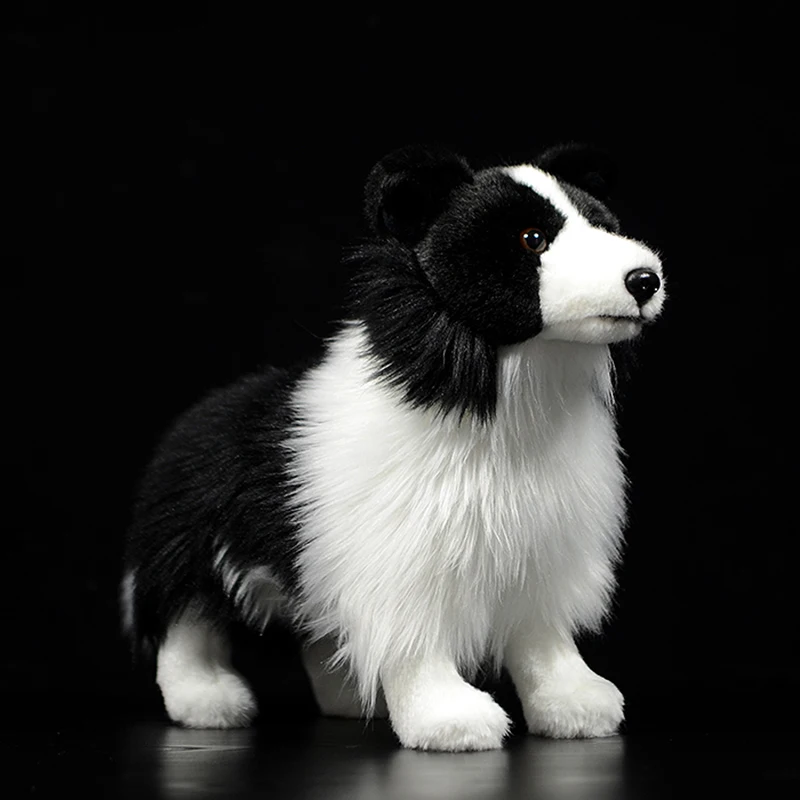 Muñeca de perro Samoyed de simulación, Animal de la vida Real, perro negro, juguete de peluche, modelo Original, regalo