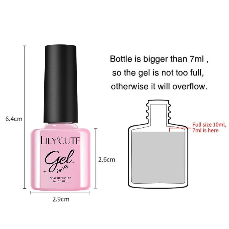 LILYCUTE 7ml Smalto per unghie gel rosa nudo Smalto gel metallizzato semipermanente Soak Off Vernice gel UV LED per nail art Base Top Coat