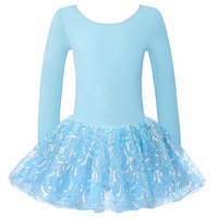 Girls Ballet Dance Three-layer Tutu Leotard for girl Gymnastics Dance with Classical Long Sleeve Sparkly Sequins Dance Dress