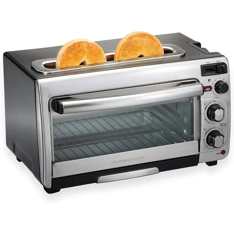 

2-in-1 Countertop Toaster Oven and Long Slot 2 Slice Toaster, 60 Minute Timer and Automatic Shut Off, Stainless Steel (31156)