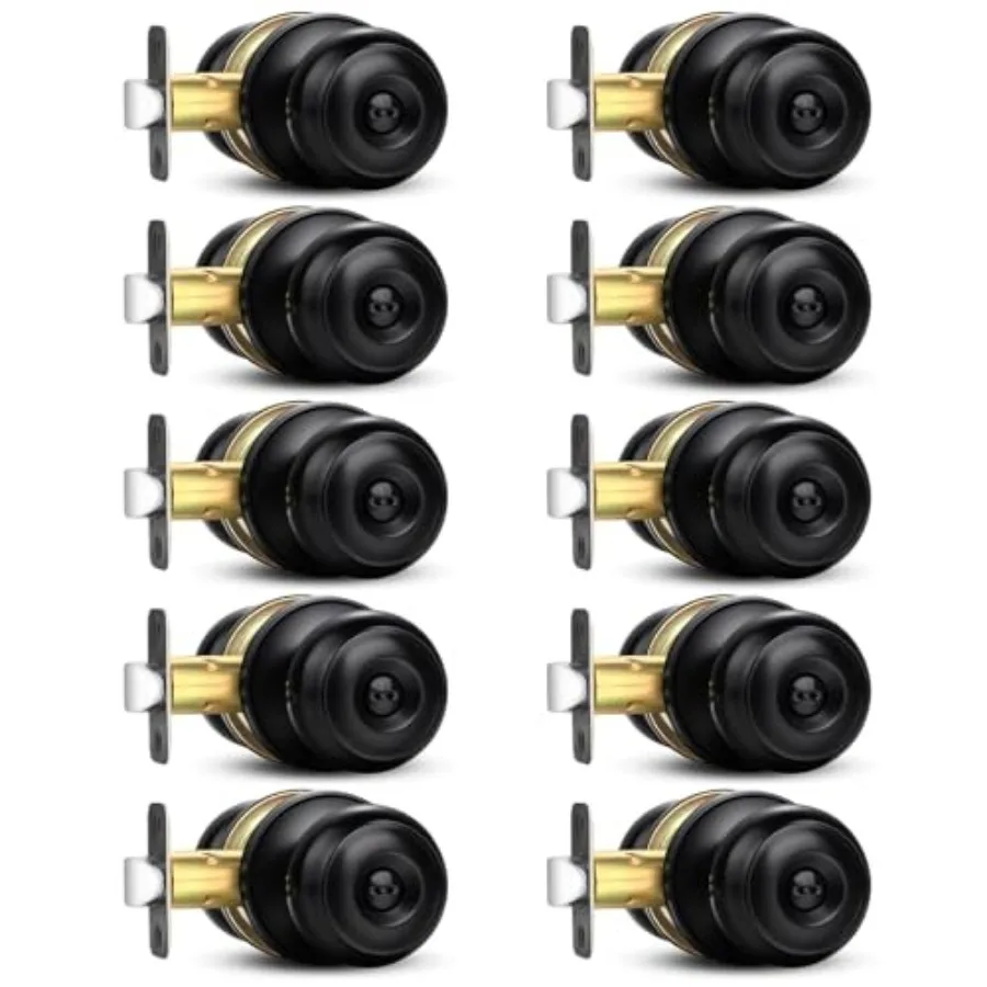 

Privacy Door Knob, Round Keyless Doorknobs Interior/Exterior Lockset, Privacy Locking Door Knobs for Bedroom/Bathroom, Black Mo