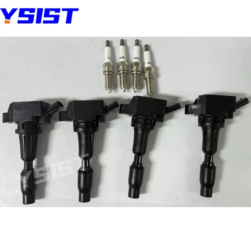 4 Ignition Coils 27300-2GGA0 & 4 Spark Plugs for Hyundai Santa Fe Sonata Kia Optima Sorento 2.0L 2.4L Genesis G70 G80 G90
