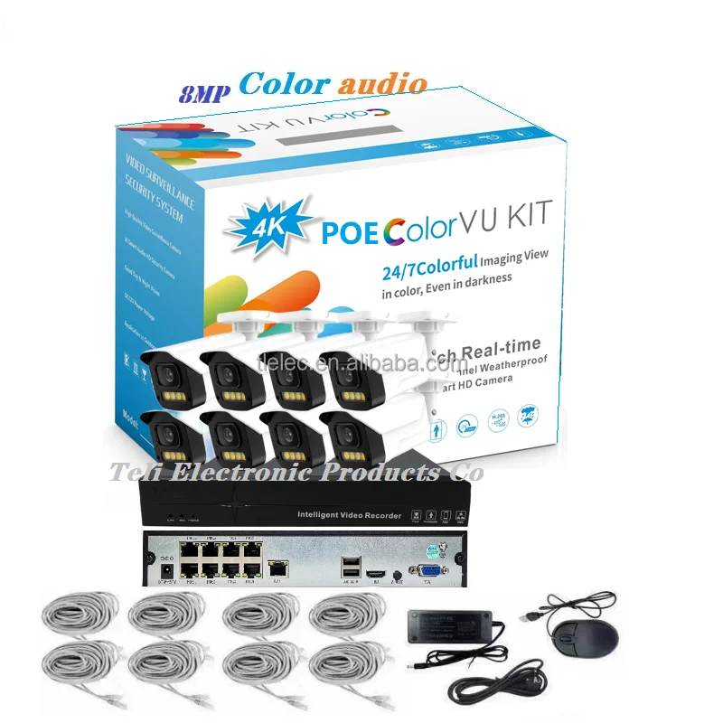 8MP POE IP Security Camera System 4K H265 Mobile Detection With Audio Alarm 8CH 1TB Storage For Outdoor Surveillance
