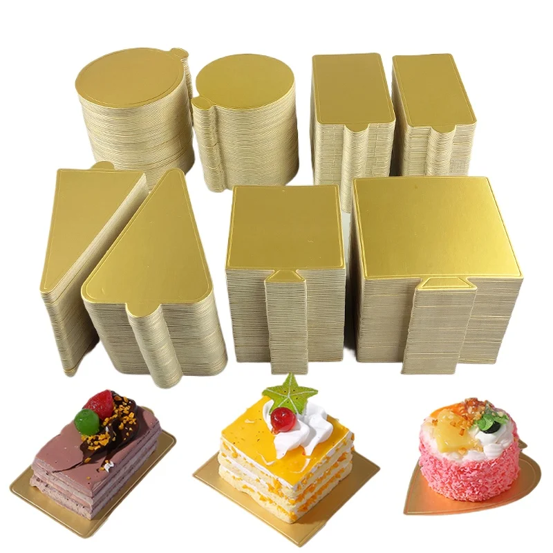 Meibum Dessert Board Base Golden Paper Plates Silver Mousse Mat 100pcs/Set Cake Cardboard Pastries Display Tray Decorative Tools