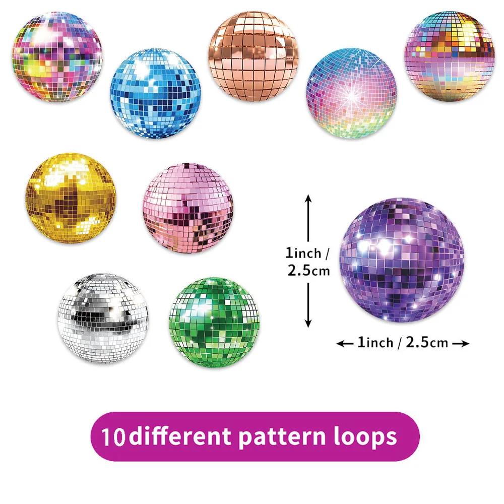 500PCS Disco Ball Pattern Graffiti Decorative Roll Stickers, Computer Envelope Sealing Stickers, Waterproof Stickers