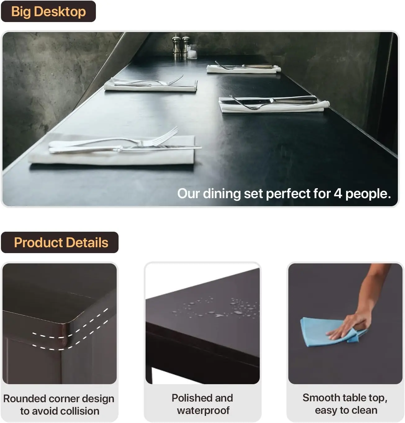 Kitchen Table Set For 2, 3 Piece Wooden Dining Table Set With 2 Chairs For Small Space, Modern Square Counter Height Small