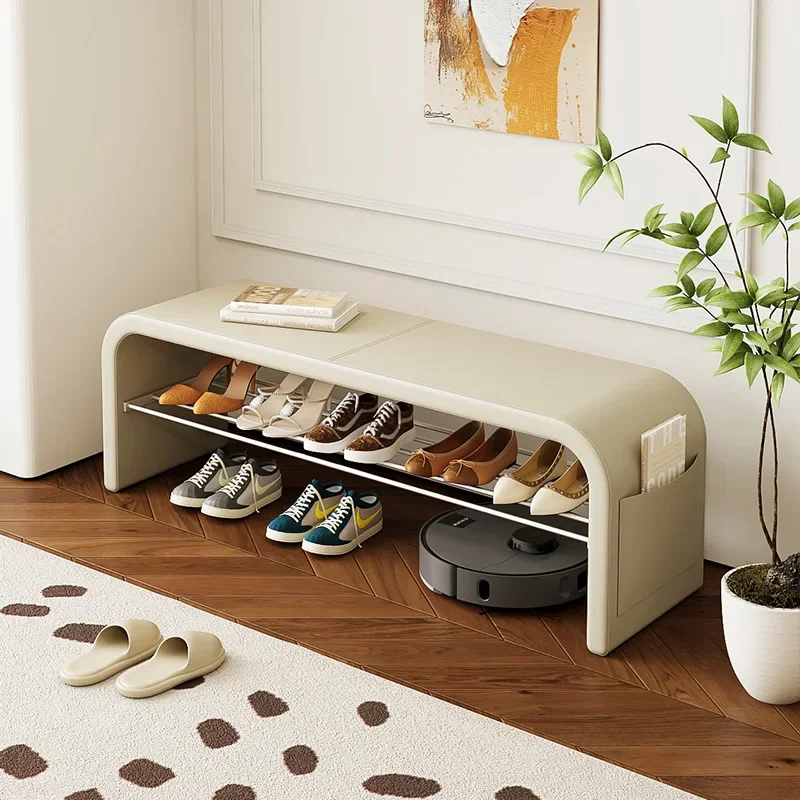 Multi-functional entryway shoe bench for home use with hidden storage compartment