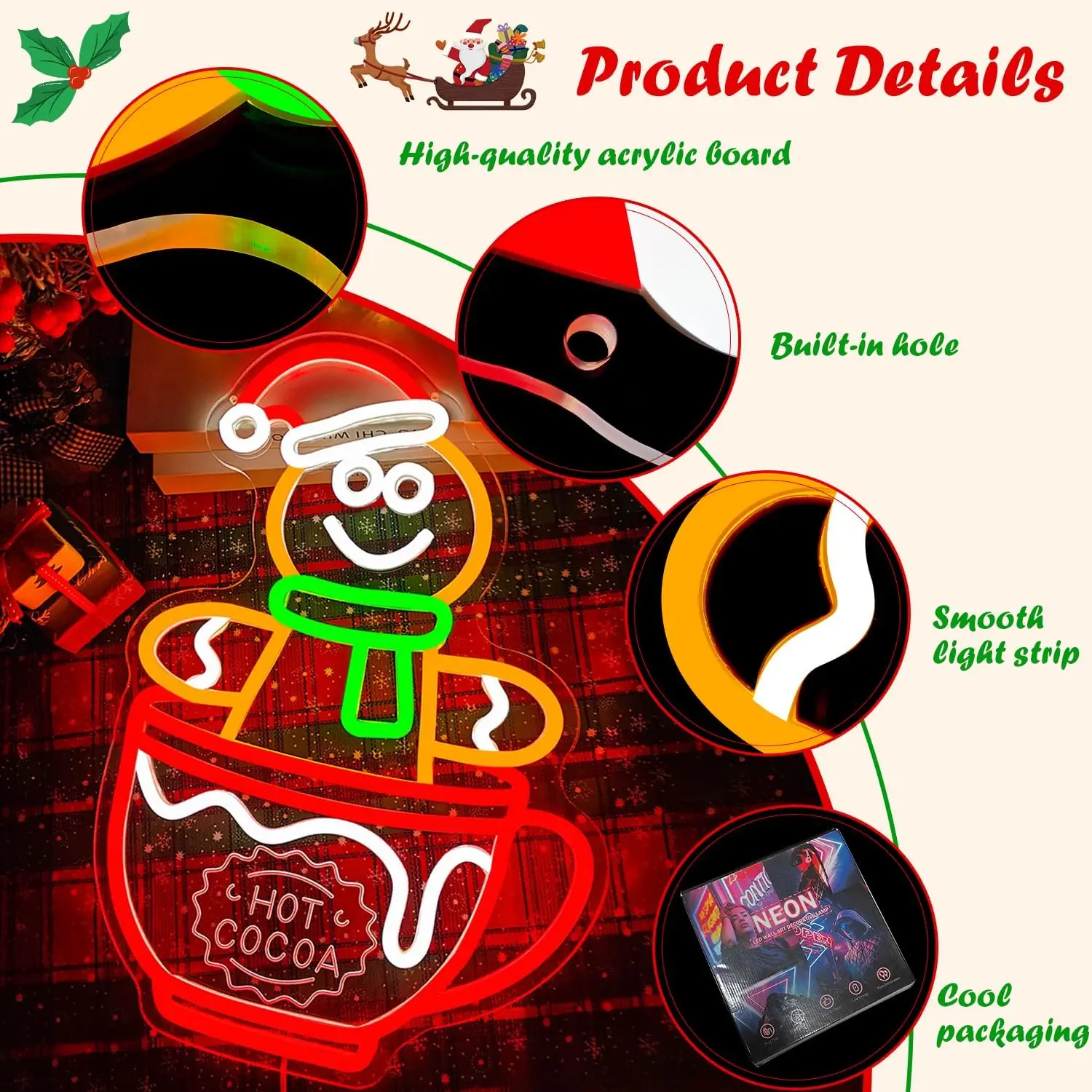 عيد الميلاد النيون تسجيل الكاكاو الزنجبيل رجل ضوء النيون ل الكاكاو بار مكتب الحفلات غرفة المعيشة جدار ديكور عيد الميلاد النيون جدار تسجيل #3